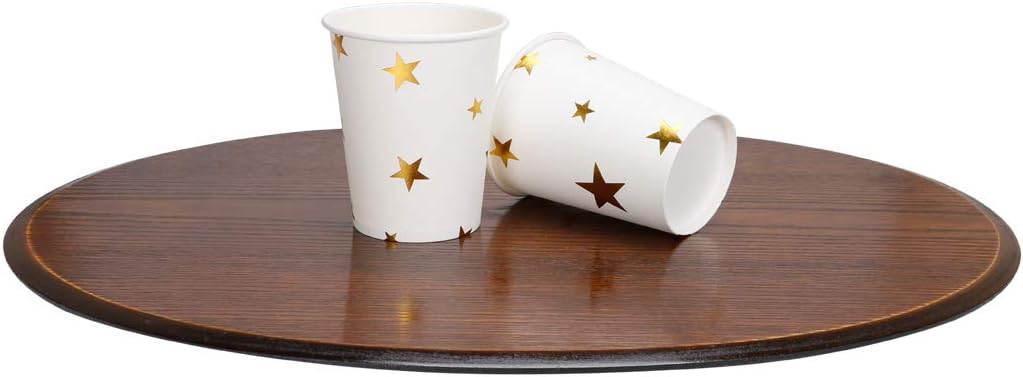 Gold Star Paper Cups, Shiny Gold Foil Disposable Paper Cups 9 Ounces for Weddings, Parties, Cocktail Parties and Anniversary Dinner