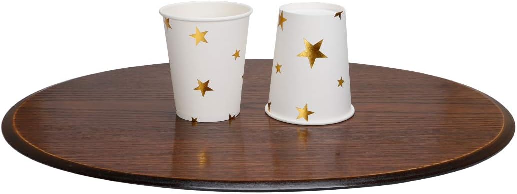 Gold Star Paper Cups, Shiny Gold Foil Disposable Paper Cups 9 Ounces for Weddings, Parties, Cocktail Parties and Anniversary Dinner