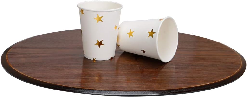 Gold Star Paper Cups, Shiny Gold Foil Disposable Paper Cups 9 Ounces for Weddings, Parties, Cocktail Parties and Anniversary Dinner