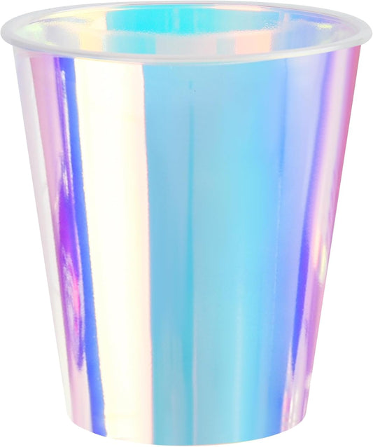 25 Pack 12oz Iridescent Plastic Cups – Holographic Disposable Party Tumblers for Cold Drinks, Durable and Recyclable, Ideal for Weddings, Birthdays, and Celebrations