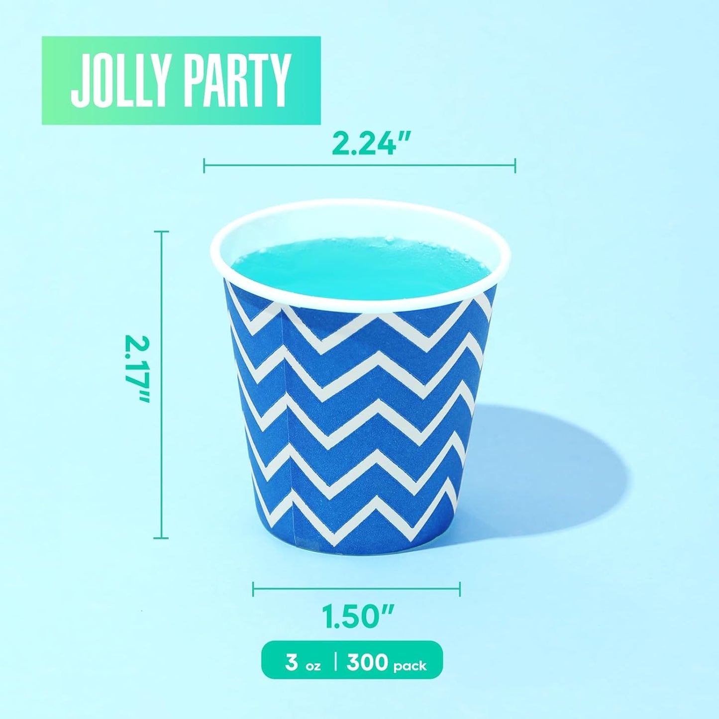 [300 Pack] Paper Cups, 3 oz Disposable Bathroom Cups, Mouthwash Cups, Cold Disposable Drinking Cups for Parties, Picnics, BBQs, Travel and Events (Strips)