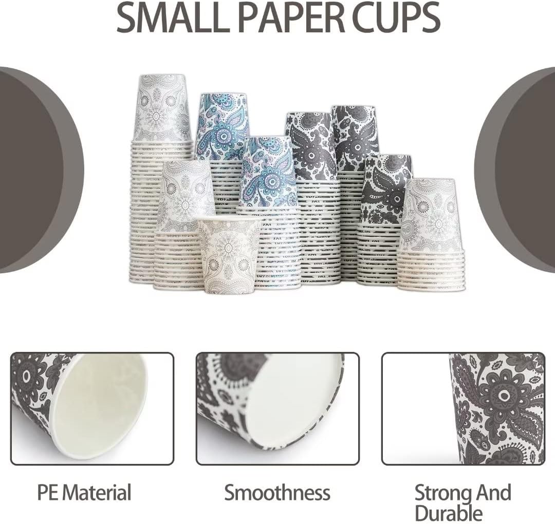 [300 Pack] 5oz Mini Paper Cups, Small Mouthwash 5oz, Disposable Bathroom Cups, 5oz Paper Coffee Cups for Bathroom, Supermarket, Birthday Party, Travel, Events, Picnic, BBQ