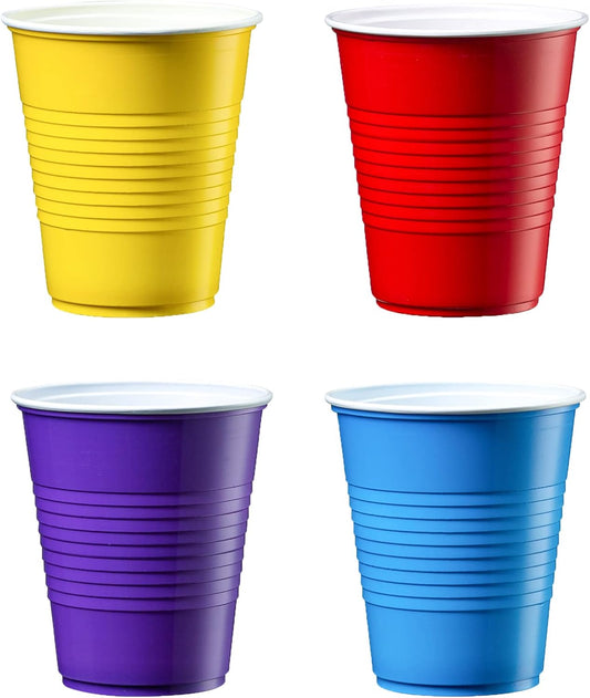 Comfort Pack [12 oz - 40 Disposable Plastic Party Cups - Drinking Cups in Assorted Colors for Parties, Events and Everyday Use