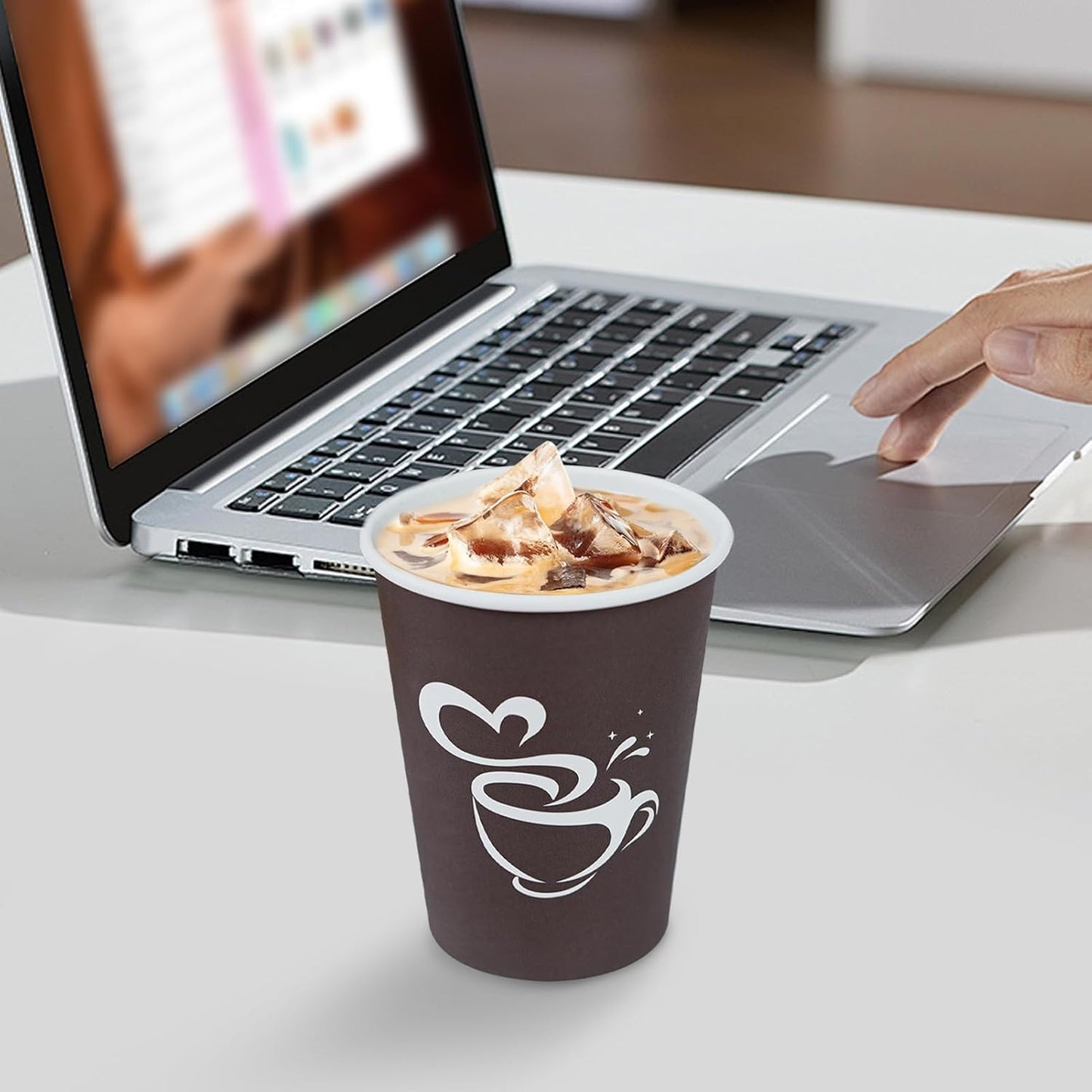 100 pcs 12oz paper coffee cups, disposable drinking cups for hot or cold drinks, 12oz brown coffee cups for party, business, travel, picnic