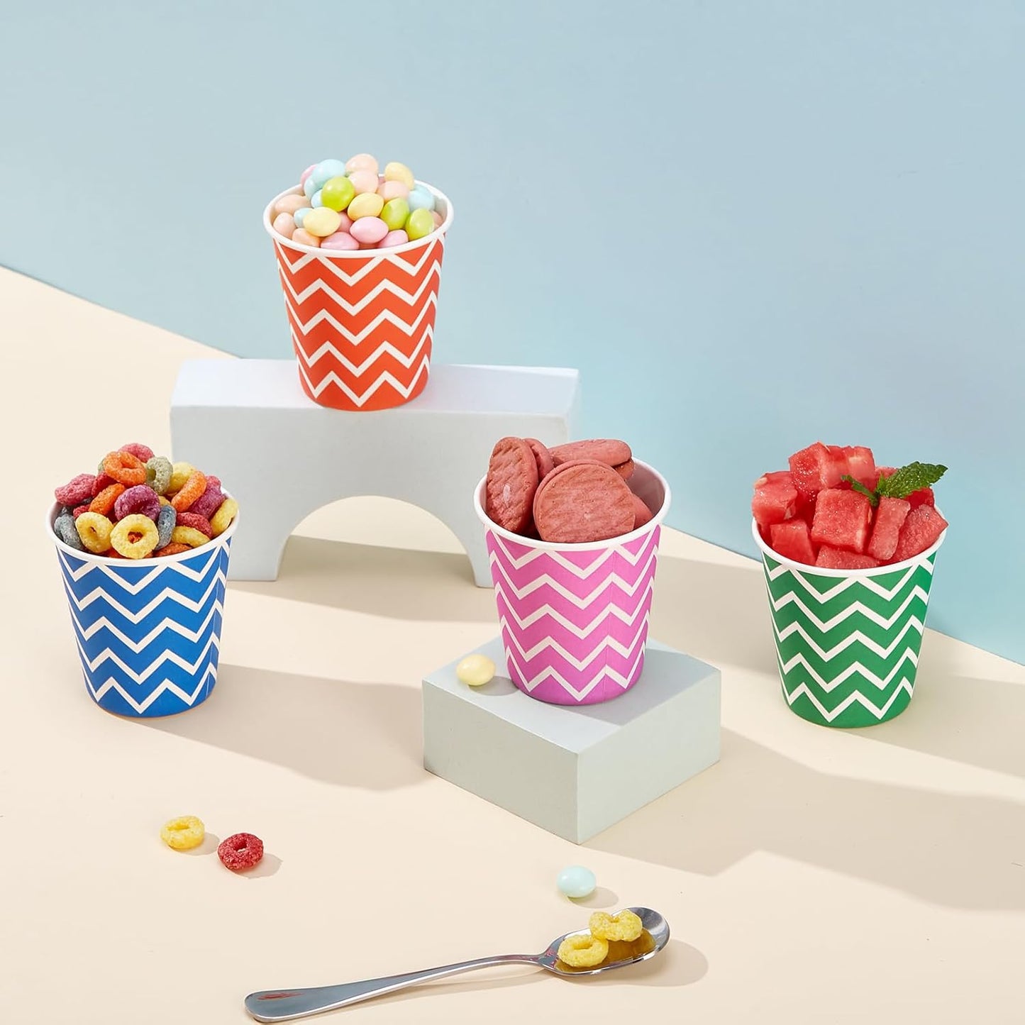 [300 Pack] Paper Cups, 3 oz Disposable Bathroom Cups, Mouthwash Cups, Cold Disposable Drinking Cups for Parties, Picnics, BBQs, Travel and Events (Strips)