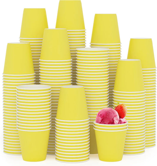 300 Pack 3oz Disposable Paper Cups – Mini Food-Grade Paper Shot Cups, Leak-Resistant, Eco-Friendly, Great for Mouth Rinse, Sample Drinks, Baking, and Medicine Distribution