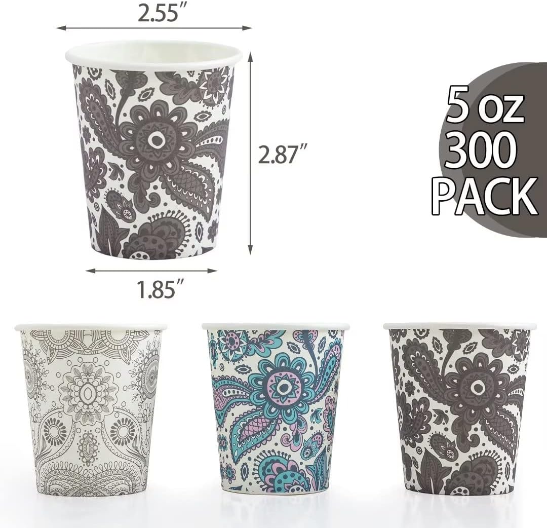 [300 Pack] 5oz Mini Paper Cups, Small Mouthwash 5oz, Disposable Bathroom Cups, 5oz Paper Coffee Cups for Bathroom, Supermarket, Birthday Party, Travel, Events, Picnic, BBQ