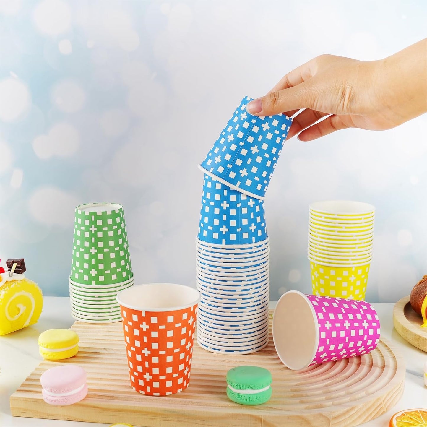 500 Pack 5 Ounces Paper Cups, Multicolor Small Disposable Bathroom Cups for Parties, Picnics, Travel and Events, BBQs, 5 Colors